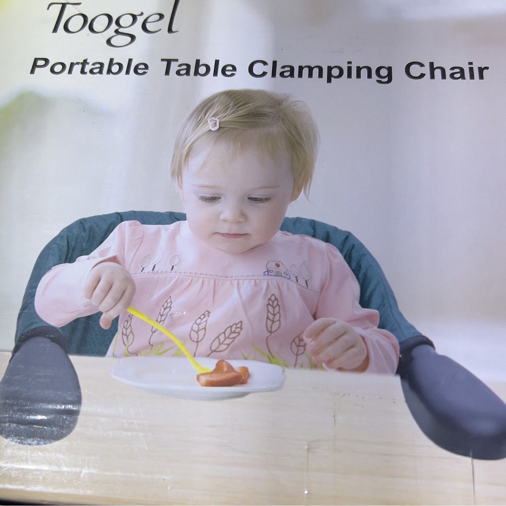 Portable Table Kids Clamping High Chair Foldable Storage Feeding Green Open Box